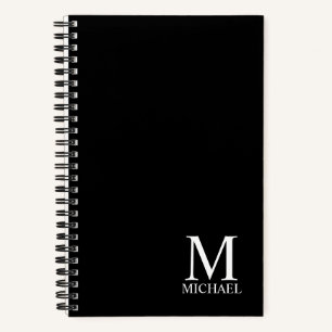 Black Personalized Monogram and Name Notebook