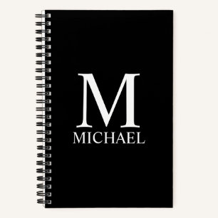 Black Personalized Monogram and Name Notebook