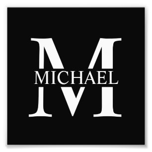 Black Personalized Monogram and Name Photo Print