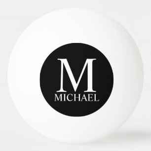 Black Personalized Monogram and Name Ping Pong Ball