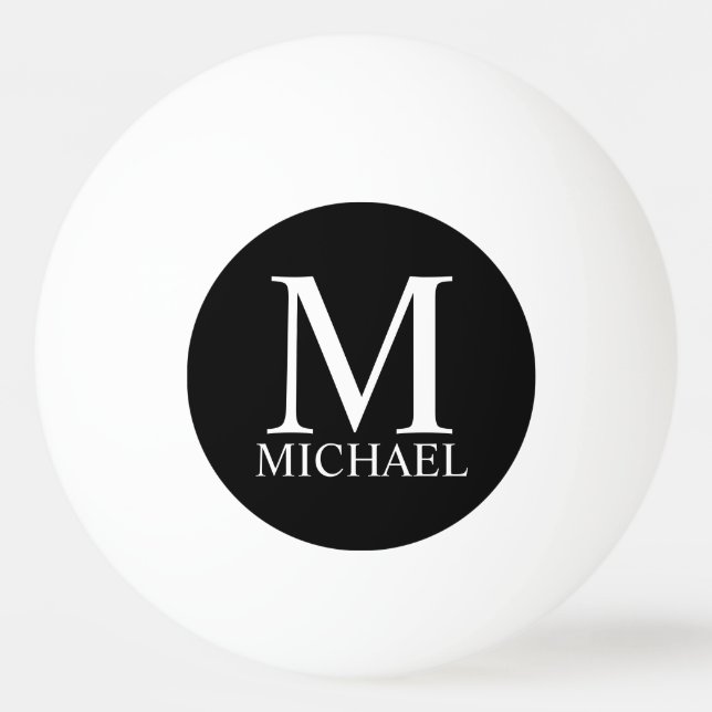Black Personalized Monogram and Name Ping Pong Ball (Front)