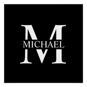 Black Personalized Monogram and Name Poster