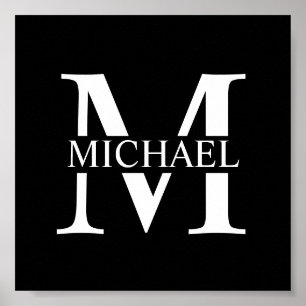 Black Personalized Monogram and Name Poster