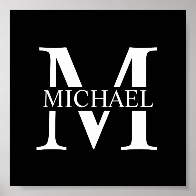 Black Personalized Monogram and Name Poster (Front)