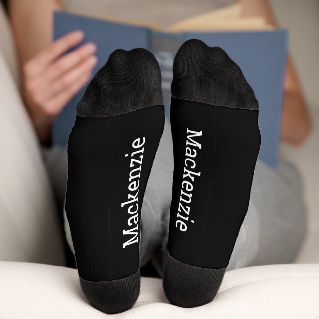 Black Personalized Name Monogram Bottom Socks (Bottom)
