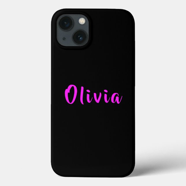 Black Personalized Name Neon Hot Pink Typography Case-Mate iPhone Case (Back)