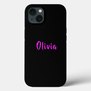 Black Personalized Name Neon Hot Pink Typography iPhone 13 Case