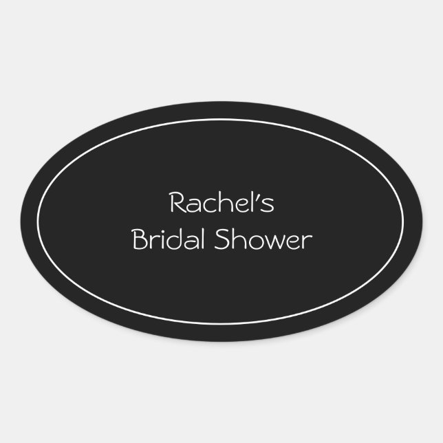 Black Personalized Oval Sticker (Front)