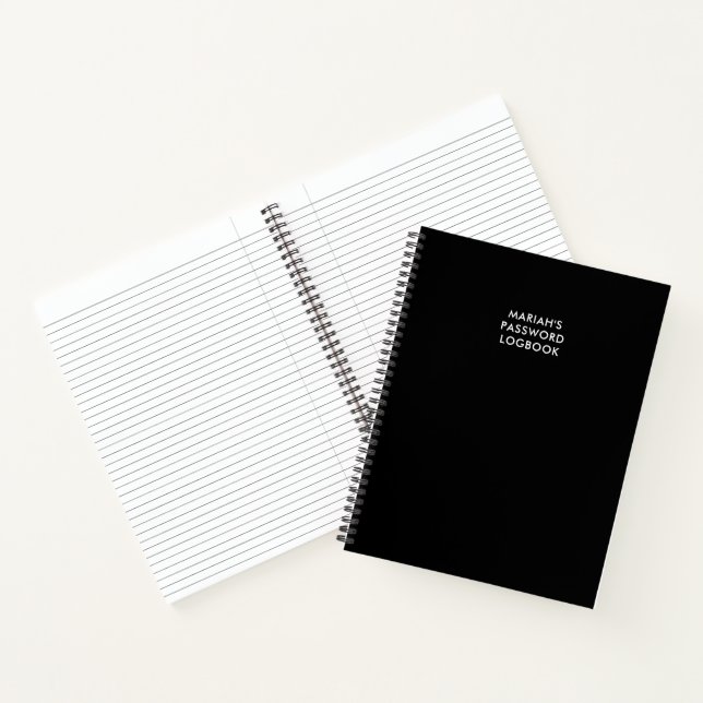 Black Personalized Password Logbook Notebook (Inside)