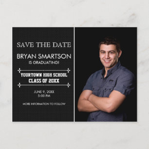 Black Personalized Photo Graduation Save the Date Postcard