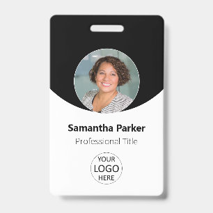 Black Personalized Photo, Logo, Barcode Employee Badge