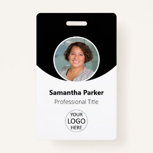 Black Personalized Photo, Logo, Barcode Employee Badge