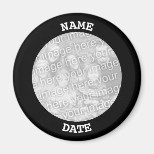 Black Personalized Round Photo Border Magnet