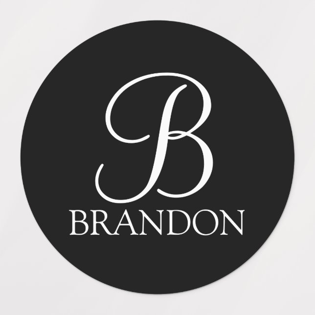 Black Personalized Script Monogram and Name (Design 2)