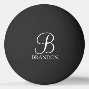 Black Personalized Script Monogram and Name Ping Pong Ball