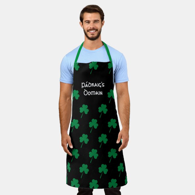 Black Personalized  | SHAMROCK Apron (Worn)