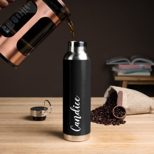 Black Personalized Wedding Bridesmaid Water Bottle