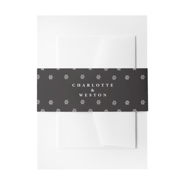 Black Personalized Wedding Invitation Belly Band (Front Example)
