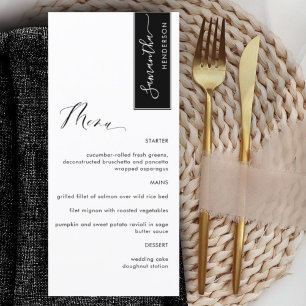 Black Personalized with Guest Name Elegant Menu