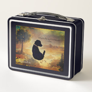 Black Pet Dog Plato Quote Vacation Suitcase Custom Metal Lunch Box