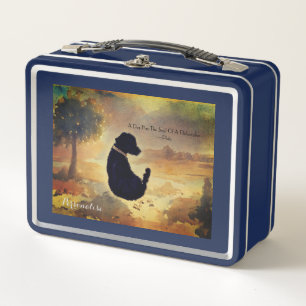 Black Pet Dog Plato Quote Vacation Suitcase Custom Metal Lunch Box