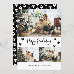 Black Pet Owner Photo Collage Happy Pawlidays Holiday Card