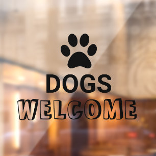 Black Pet Paw Dogs Welcome Window Cling