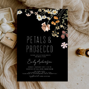 Black Petals & Prosecco Bridal Shower  Invitation