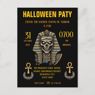 🖤 Black Pharaoh Mummy Invitation 🎃✉️