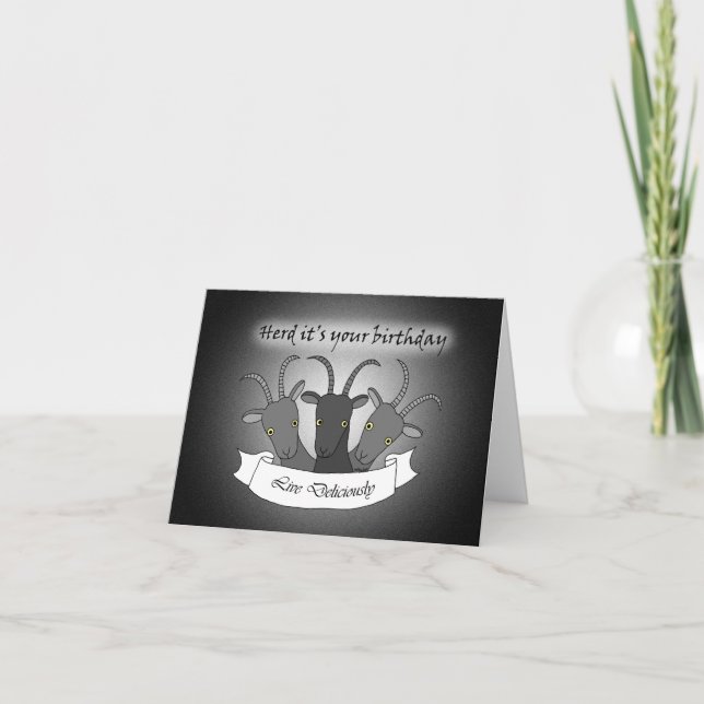 Black Philip Goat Funny Weird Dark Goth Birthday Card (Front)