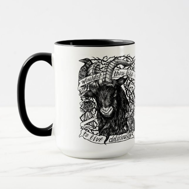Black Phillip "Live Deliciously" Mug (Left)