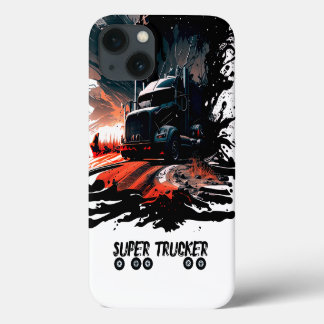 BLack Phone Truck, Trucker gift, Wheels Splash Art iPhone 13 Case