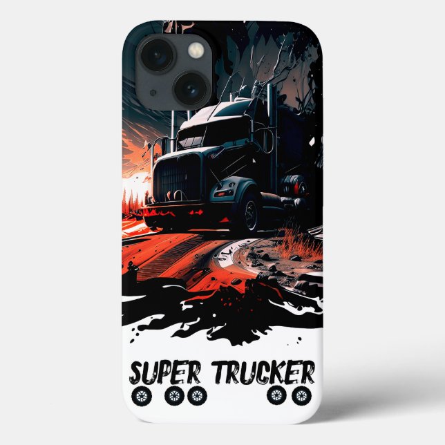 BLack Phone Truck, Trucker gift, Wheels Splash Art Case-Mate iPhone Case (Back)