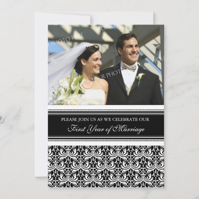 Black Photo 1st Anniversary Party Invitation (Front)
