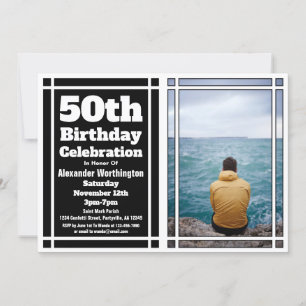 Black Photo 50th Birthday Party Invitation