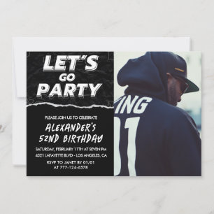 Black Photo 52nd birthday invitations Men 