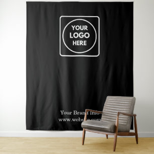 Black Photo Backdrop Custom Logo Business Event Tapestry