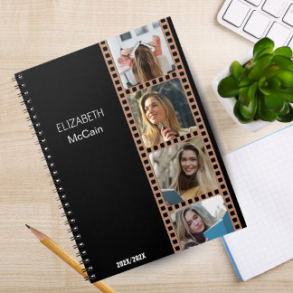 Black Photo Booth - Trendy Modern Personalized  Notebook