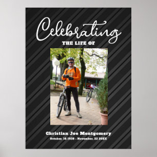 Black Photo Celebrating the life Funeral Welcome Poster