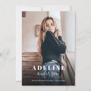 Black Photo Collage Stylish Script Graduation Announcement