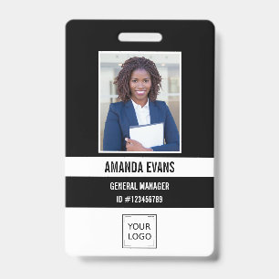 Black Photo Employee Logo or QR CODE Security Badge