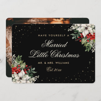  Black Photo First Married Christmas Wedding Holiday Card
