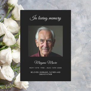 Black photo funeral program card