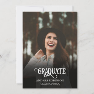 Black photo graduation invitation