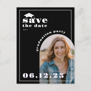 Black Photo Graduation Party Save the Date Postcard