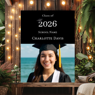 Black photo modern Graduation Party welcome Poster