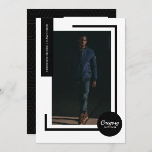 Black Photo Modern Photo Graduation Invite