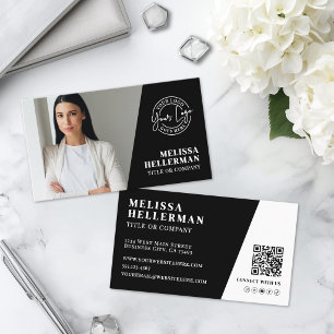 Black Photo QR Code Logo Business Card