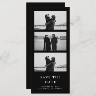 Black Photo Strip QR Code Wedding Save The Date