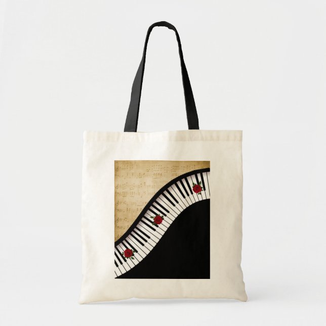 Black Piano Keys Tote Bag (Front)